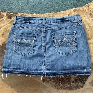 Wrangler Premium Patch Embellished Stretch Denim Mini Skirt Blue 9